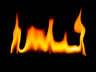 Fire flames on black background Hot stimulation in the heart