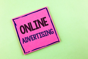 Text sign showing Online Advertising. Conceptual photo website campaigns Ads electronic marketing...