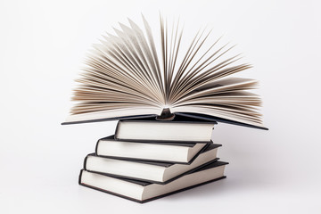 stack of books isolated on white background