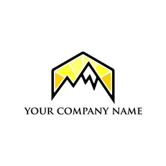 Fototapeta premium simple sunset and mountain vector logo