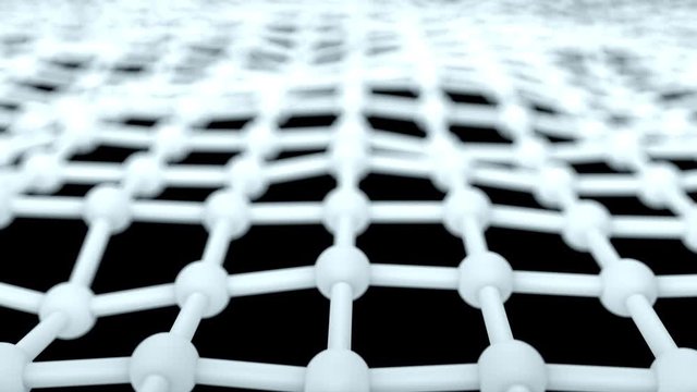 Network, surface of atom model, close up view, business or science concept, 3d rendering computer generated background