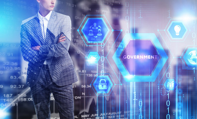 The concept of business, technology, the Internet and the network. A young entrepreneur working on...