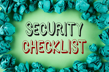 Word writing text Security Checklist. Business concept for list with authorized names to enter allowing procedures written plain background within Paper Balls.