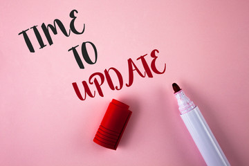 Conceptual hand writing showing Time To Update. Business photo showcasing Renewal Updating Changes...