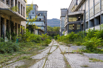 Fototapeta na wymiar Urban exploration in an abandoned aluminum factory