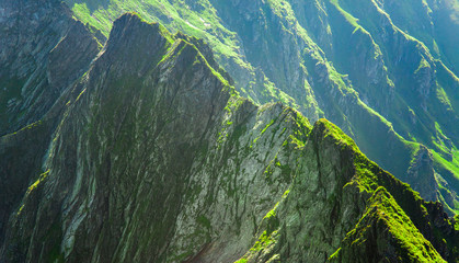 dangerous mountain crest and peak landscape in Fagaras, Romania