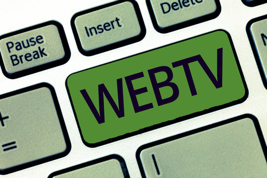 Handwriting text writing Webtv. Concept meaning Internet transmission programs produced both online and traditional.