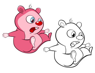 Vector Illustration of a Cute Cartoon Character Guinea Pig  for you Design and Computer Game. Coloring Book Outline Set 