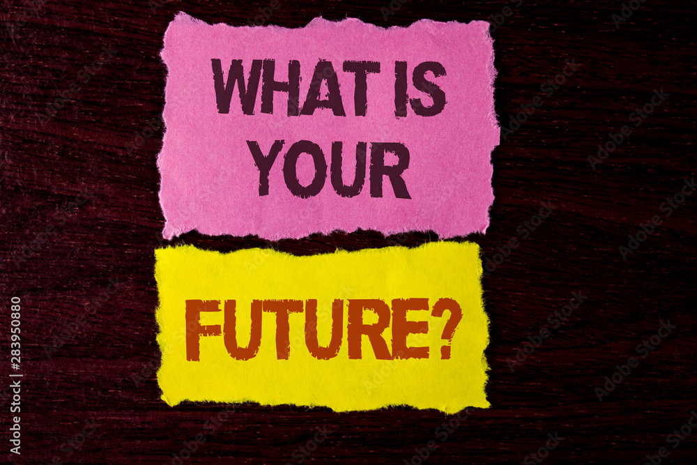 Aufkleber writing note showing what is your future question. business photo showcasing where do you see yourse
