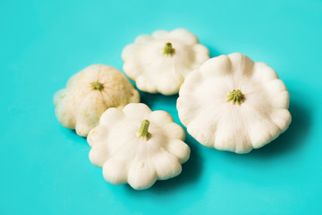 fresh white Pattison on a blue background