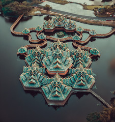 Ancient city Muang Boran from above in Bangkok Thailand