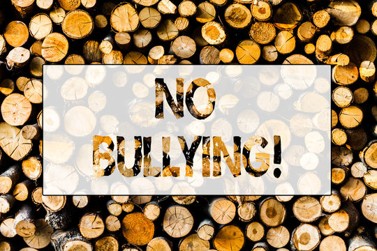 Handwriting text No Bullying. Conceptual photo Forbidden Abuse Harassment Aggression Assault Wooden background vintage wood wild message ideas intentions thoughts