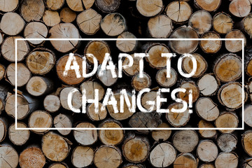 Conceptual hand writing showing Adapt To Changes. Concept meaning Innovative changes adaption with...