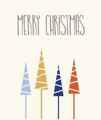 Merry Christmas card with pine trees