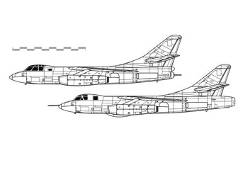 Douglas B-66 Destroyer. Outline vector drawing