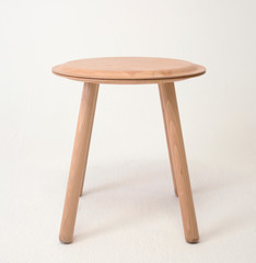 Brown modern designed wooden stool on white isolated background_2