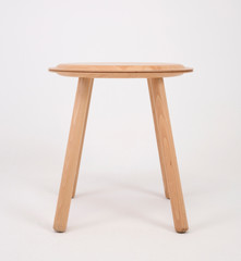 Brown modern designed wooden stool on white isolated background