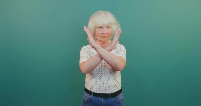 Woman showing rejection sign