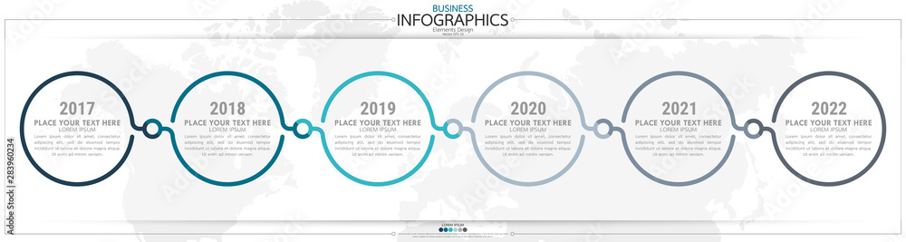 Poster nfographic business horizontal timeline steps process chart template. vector modern banner used for 