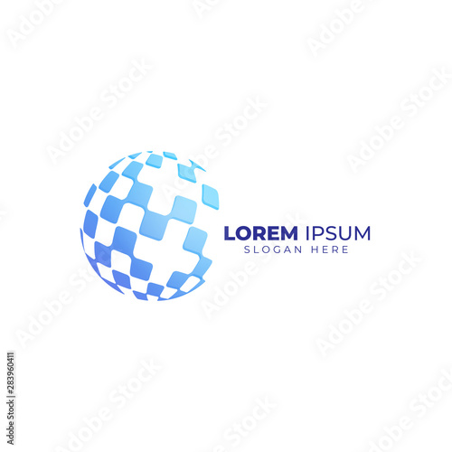 Creative 3d Globe Logo Design Vector Symbol Icon Creative Globe Tech Icon Symbol Wall Mural Distrologo