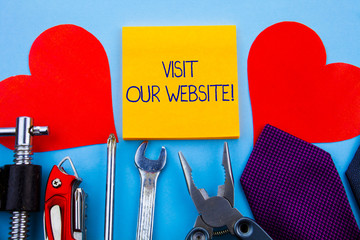 Writing note showing Visit Our Website. Business concept for visitor who arrives at web site and...