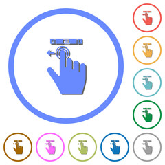 right handed scroll left gesture icons with shadows and outlines