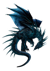 3D Rendering Fairy Tale Dragon on White