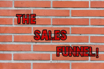 Word writing text The Sales Funnel. Business photo showcasing refers to buying process companies lead customers through Brick Wall art like Graffiti motivational call written on the wall