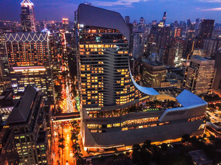 Fototapeta premium Ploenchit view from above in Bangkok in Thailand