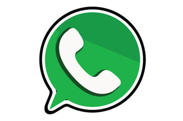 Green phone call icon isolated on white. 3d illustration