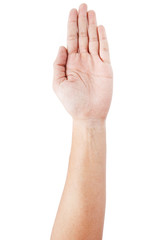 Obraz premium Male asian hand gestures isolated over the white background. 