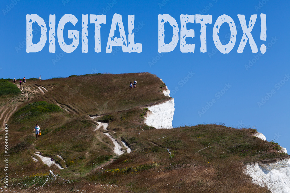 Poster conceptual hand writing showing digital detox. concept meaning period of time during a demonstrating