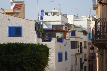 View of Mediterranean town Sitges, Costa Dorada, Spain