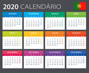 2020 Calendar Portuguese - vector illustration