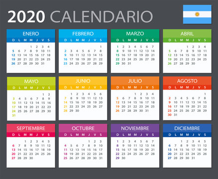 2020 Calendar Argentinian - vector illustration