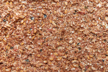 Raw bread made from wheat and tomatoes dried in a dehydrator, close-up