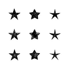 Set of hand drawn stars. Star doodle collection.