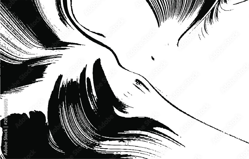 Poster monochrome curved lines and brush strokes texture. abstract distressed vector illustration. overlay 
