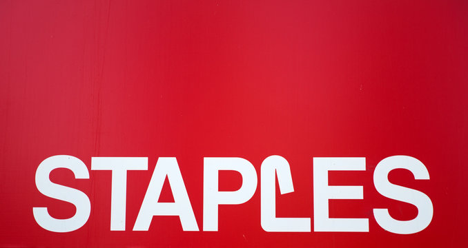Detail of Staples store in New York. It is an American multinational office supply retailing corporation founded at 1986.
