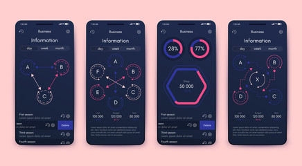 Different UI, UX, GUI screens and flat web icons for mobile apps