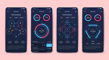 Different UI, UX, GUI screens and flat web icons for mobile apps
