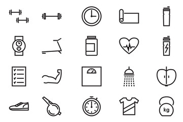 fitness and sport isolated icons set on white background