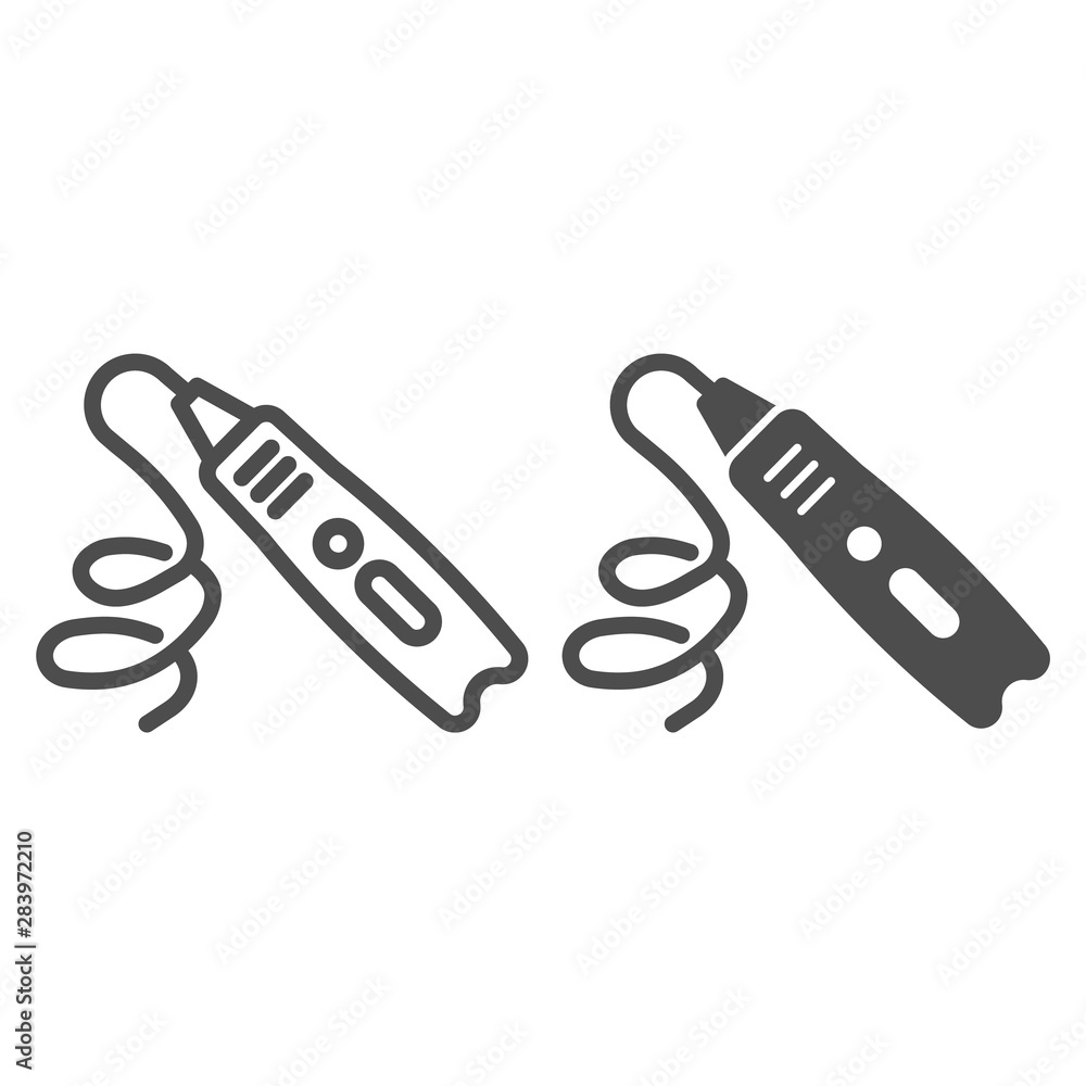 Poster 3d pen line and glyph icon. 3d drawing vector illustration isolated on white. 3d device design outli