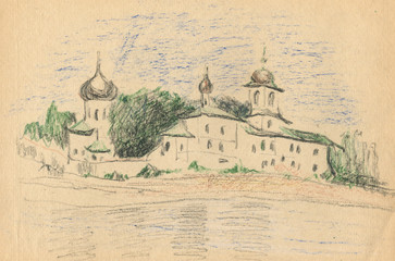 christian monastery sketch