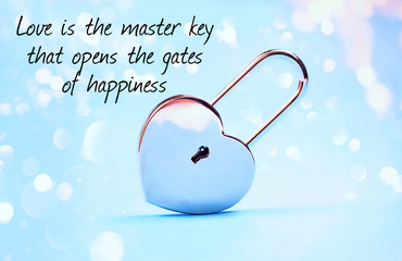 Love is the master key that opens the gates of happiness. Heart shaped padlock, symbol of love. beautiful Valentine day background. sign of true feelings, reliability of relationship. shallow depth