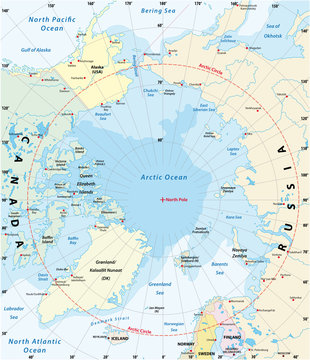 Map of the Arctic with the least and largest extent of the ice cap 2018