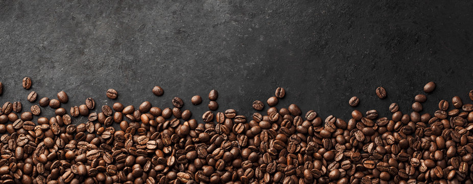 Banner - Fresh Coffee Beans With Dark Background 