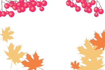 Autumn background, decorative frame, yellow leaves, vector illustration