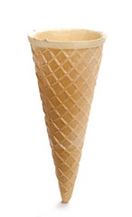 Empty ice cream cone isolated on white