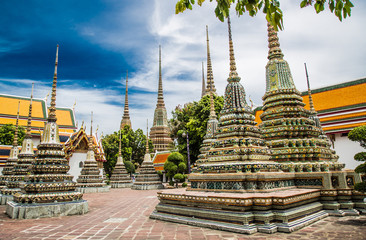 Views of Wat Pho temple in Bangkok Thailand